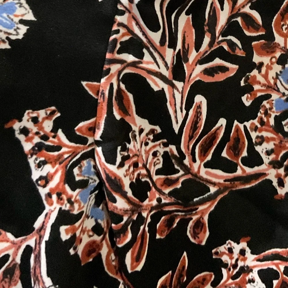 Free People Black and Pink Floral Blouse